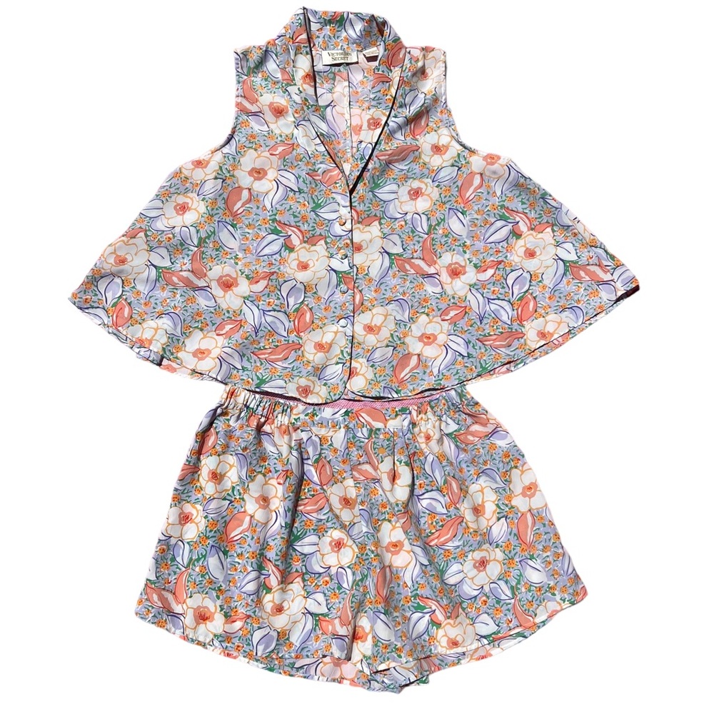 Victorias Secret gold label Shirt Floral Swing top and shorts pajama set, Size S